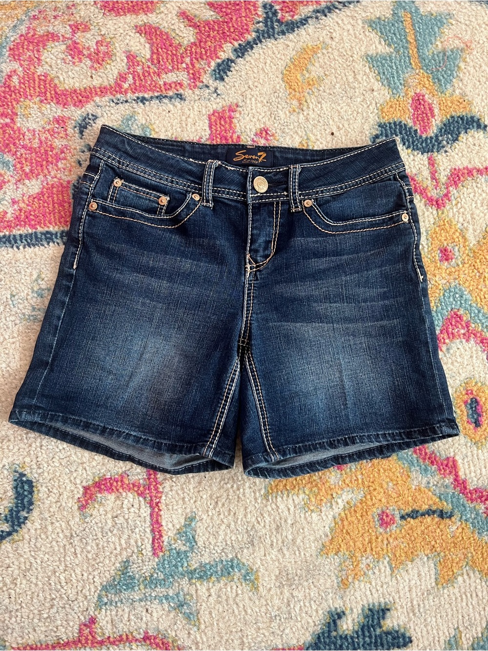 Seven Dark Blue Denim Shorts